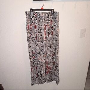 Ambiance Black, White & Red Paisley Maxi Skirt